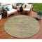 Homeroots 8' Artichoke Green Fern Green And Gold Round Abstract Washable Indoor Outdoor Area Rug 587190 - alternate 1