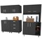 Homeroots 28" Black Wall mounted Accent Cabinet With Nine Shelves And Three Drawers 546375 - alternate 9
