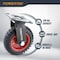 Powertec 8'' Caster Wheels, Heavy Duty Swivel Plate Casters with Rubber Knobby Tread, 4PK 17051-P4N - alternate 4