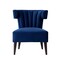 Homeroots 30" Navy Blue And Black Velvet Tufted Wingback Chair 533883 - alternate 1
