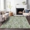 Homeroots 9' X 12' Artichoke Green And Fern Green Damask Washable Indoor Outdoor Area Rug 588170 - alternate 6