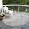 Homeroots 8' Gray And Silver Round Geometric Washable Indoor Outdoor Area Rug 618591 - alternate 5