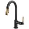 Brizo Litze Pull-Down Prep Faucet with Arc Spout, Knurled Handle Matte Black/Luxe Gold 63943LF-BLGL - alternate 1