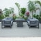 Leisuremod Chelsea 5-Piece Sectional Loveseat and Fireplace Set Black Aluminum with Blue Cushions CSFCBL-4BU - alternate 4