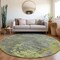 Homeroots 8' Fern Green Gray And Olive Green Round Abstract Washable Indoor Outdoor Area Rug 618228 - alternate 6