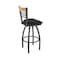 Holland Bar Stool Co Eleanor 30in Swivel Bar Stool with Pewter Finish, Medium Back and Black Vinyl Seat 880 - alternate 1