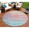 Homeroots 8' Salmon And Beige Round Abstract Washable Indoor Outdoor Area Rug 610963 - alternate 1