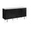 Monarch Specialties Cabinet, 66-in. Wide, Sideboard, Buffet, Dining Room, White Faux Marble, Black Laminate, Contemp I 1225 - alternate 1