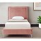 Homeroots Blush Solid Wood Twin Upholstered Velvet Bed with Nailhead Trim 544787 - alternate 1