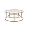 Homeroots Clear White and Gold Glass And Faux Marble And Iron Round Frame Nested Coffee Tables, 2PK 347396 - alternate 1