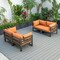 Leisuremod Chelsea 4-Piece Sectional Loveseat Set Black Aluminum with Orange Cushions CSCBL-4OR - alternate 5