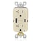 Leviton USBReceptacle, 20A, Almond, Thermoplastic GUAC2-T - alternate 1