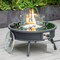 Leisuremod Walbrooke Outdoor Patio Aluminum Round Slats Design Fire Pit Side Table, Lid & Fire Glass, Black WBLS-29-GL - alternate 10