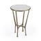 Homeroots 23" White and Gold Distressed Marble and Aluminum Round End Table 634861 - alternate 7