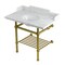 Kingston Brass 36-Inch Carrara Marble Console Sink with Brass Legs and Shelf, 8-Inch, 3-Hole LMS3630MBB7 - alternate 1