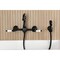 Kingston Brass Two-Handle Wall Mount Bridge Kitchen Faucet with Brass Sprayer, Matte Black KS2440PLBS - alternate 3