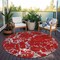 Homeroots 8' Red Ivory And Gray Round Striped Washable Indoor Outdoor Area Rug 600920 - alternate 5