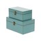 Homeroots Set of Two Teal Blue Wood And Fabric Box With Lid, 2PK 489394 - alternate 4