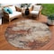 Homeroots 8' Rust And Beige Round Abstract Washable Indoor Outdoor Area Rug 630629 - alternate 1