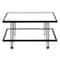 Homeroots 32" Clear And Black Glass And Steel Square Coffee Table With Shelf 520982 - alternate 8