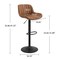 Homeroots Set of Two 31" Brown And Black Faux Leather And Steel Swivel Low Back Adjustable Height Bar Chairs 524979 - alternate 6