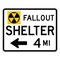 Sign Solutions Usa Symbol Fallout Shelter Left Arrow 4 MI, 30 in W x Horizontal Rectangle, Aluminum Sign DUS06DWT3024EM-7cL - alternate 1