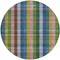 Homeroots 8' Navy Blue Pink And Sage Round Plaid Washable Indoor Outdoor Area Rug 613977 - alternate 5