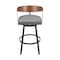 Homeroots 30" Gray Brown and Black Faux Leather and Iron Low Back Bar Height Swivel Bar Chair 569159 - alternate 7