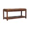 Homeroots 35in Brown Genuine Leather and Solid Wood Upholstered Storage Bench With Shelves 723441 - alternate 8