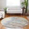 Homeroots 8' Beige Brown And Gray Round Abstract Washable Indoor Outdoor Area Rug 601172 - alternate 8
