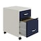 Space Solutions 14.25 in W 2 Drawer Mobile Vertical File Cabinet W/ Accessory Drawer, Pearl White / Navy 25940 - alternate 5
