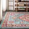 Jonathan Y Bohemian FLAIR Boho Vintage Medallion Blue/Red 4 ft. x 6 ft. Area Rug BMF100A-4 - alternate 4