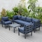 Leisuremod Chelsea 7-Piece Patio Sectional And Coffee Table Set Black Aluminum With Blue Cushions CSTBL-7BU - alternate 1
