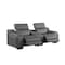 Homeroots 89in Dark Gray and Silver Italian Leather Power Reclining Loveseat With Storage 633756 - alternate 7