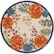 Homeroots 8' Ivory Orange and Blue Round Floral Indoor Outdoor Area Rug 527632 - alternate 1