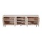 Homeroots 92in Ivory Carved Geometric Distressed Solid Wood Enclosed and Open Storage TV Stand 489508 - alternate 5