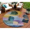 Homeroots 8' Blue Purple And Green Round Abstract Washable Indoor Outdoor Area Rug 604362 - alternate 1