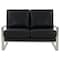 Leisuremod Jefferson Contemporary Faux Leather Loveseat with Silver Frame, Black JAS53BL-L - alternate 6