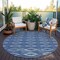 Homeroots 8' Navy Blue And Ivory Round Geometric Washable Indoor Outdoor Area Rug 599642 - alternate 7
