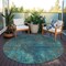 Homeroots 8' Teal Blue Navy Blue And Brown Round Abstract Washable Indoor Outdoor Area Rug 612366 - alternate 8