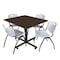 Regency Square Kobe Breakroom Table W/ 4 M Stack Chairs, 48 in W, 48 in L, Neo Walnut TKB4848NW47GY - alternate 1
