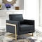 Leisuremod Lincoln Leather Accent Armchair with Gold Frame, Black LA31BL-L - alternate 4
