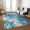 Homeroots 9' X 12' Teal Blue And Ivory Abstract Washable Indoor Outdoor Area Rug 617804 - alternate 7