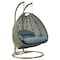 Leisuremod Beige Wicker Hanging 2 person Egg Swing Chair with Charcoal Blue Cushions ESCBG-57CBU - alternate 8