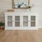 Homeroots 64in White Distressed Solid Wood Sideboard with Four Glass Doors 388220 - alternate 7