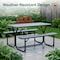Gardenised Gray Outdoor Picnic Table Set with Benches, & Sturdy Metal Frame, Weather-Resistant, Seats 6 QI003911GY - alternate 7