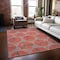 Homeroots 5' X 8' Coral And Taupe Geometric Washable Indoor Outdoor Area Rug 613489 - alternate 8