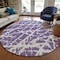 Homeroots 8' Purple And White Round Abstract Washable Indoor Outdoor Area Rug 559312 - alternate 6