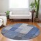 Homeroots 8' Denim Blue And Navy Blue Round Striped Washable Indoor Outdoor Area Rug 581691 - alternate 7