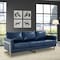 Leisuremod Lincoln Upholstered Leather Sofa with Gold Frame, Navy Blue LA83BU-L - alternate 4